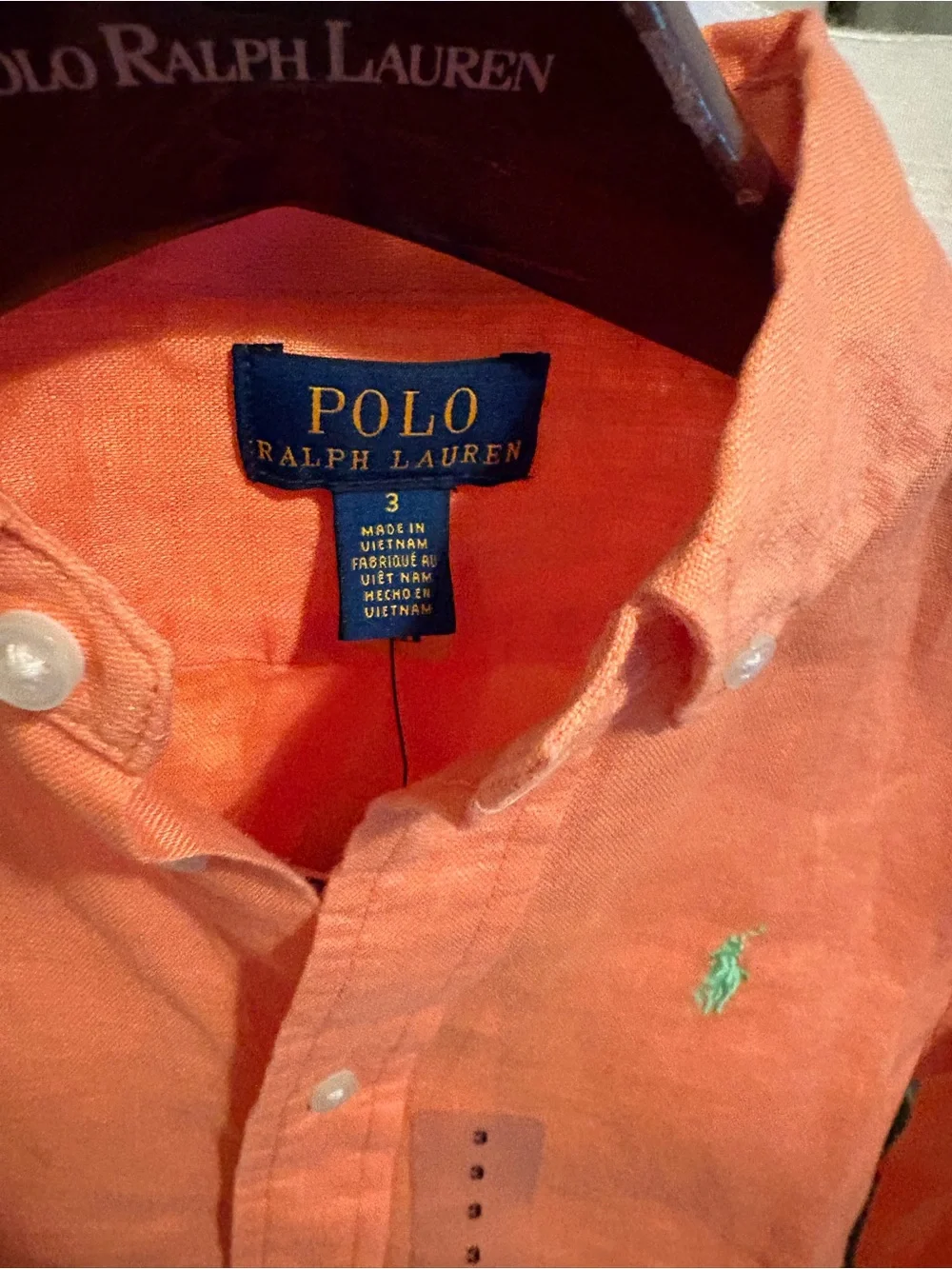 Ralph Lauren Polo Boys' orange Button-Down Shirt linen size 3 $59.50 NWT